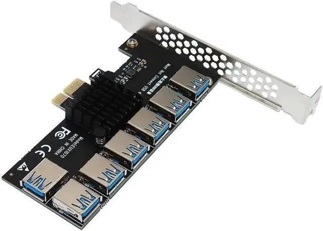 Alt view image 4 of 6 - Vszerda Gold PCI Express Multiplier Riser PCIE 1 to 7 PCI Express X16 USB Miner Adapter Extender PCI-e Riser For PC Graphics Card Mining