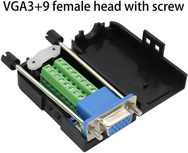 Main image of Vszerda VGA Bolt Screw Adapte D-SUB DB15 VGA Female Port to 15 Pin/Way Female Terminal Breakout Board Connector DB15 3 Row VGA Terminal Adapter with Case&Screw (2Pcak/Female)