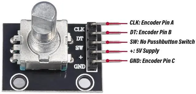 Alt view image 3 of 3 - Vszerda KY-040 Rotary Encoder Module 360 Degree Switch Encoders with Knob Cap Brick Sensor Modules (Pack of 4pcs)
