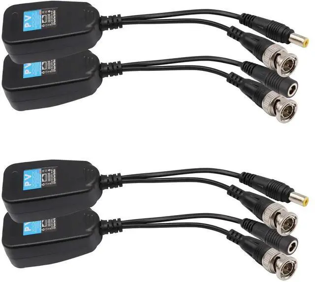 Alt view image 4 of 5 - Vszerda Video Balun RJ45 to BNC Transceiver Transmitter HD-CVI/TVI/AHD/CVBS with DC Power Connector for 1080P 3MP 4MP 5MP 8MP CCTV Security DVR Surveillance Camera System (4Pairs)