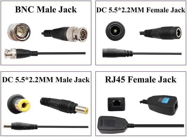 Alt view image 3 of 5 - Vszerda Video Balun RJ45 to BNC Transceiver Transmitter HD-CVI/TVI/AHD/CVBS with DC Power Connector for 1080P 3MP 4MP 5MP 8MP CCTV Security DVR Surveillance Camera System (4Pairs)