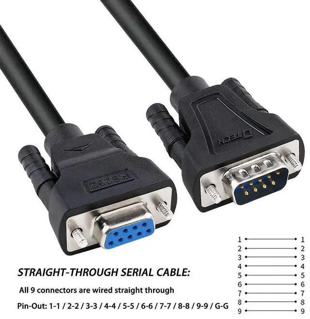 Alt view image 3 of 6 - Vszerda 15ft COM Port Serial Cable Male to Female RS232 Extension 9 Pin Straight Through Cord