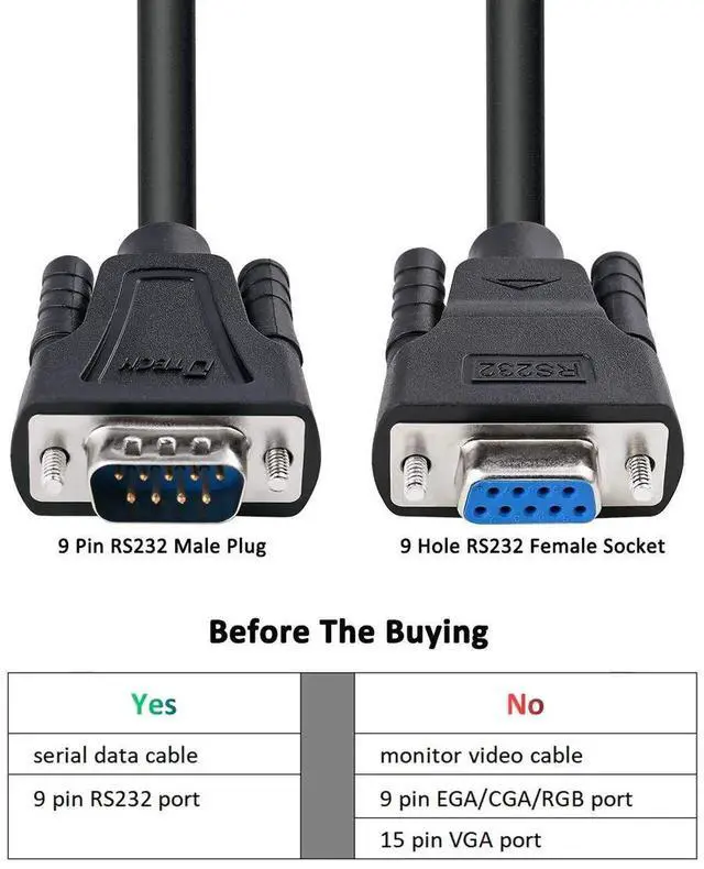 Alt view image 4 of 6 - Vszerda 15ft COM Port Serial Cable Male to Female RS232 Extension 9 Pin Straight Through Cord