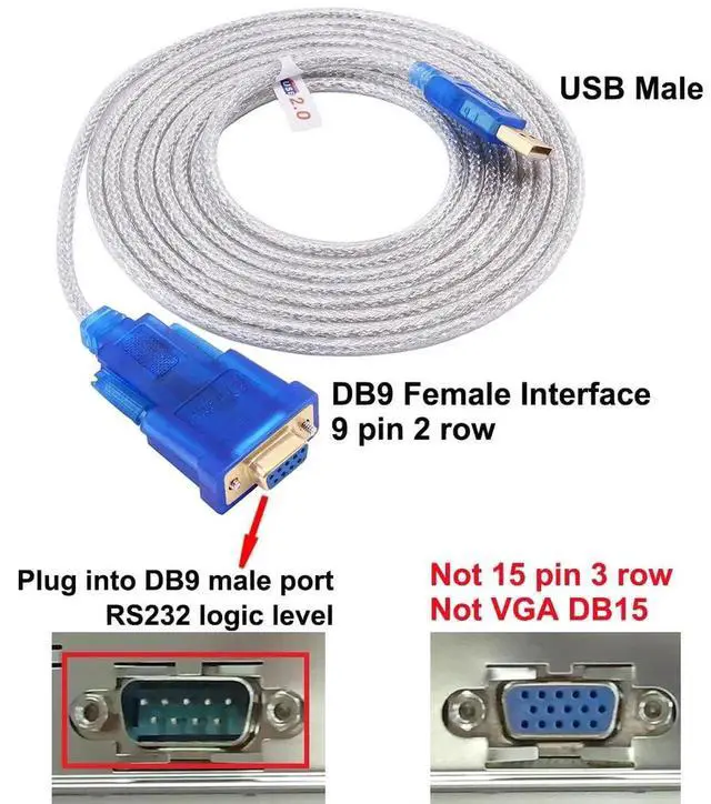 Alt view image 6 of 7 - Vszerda 10 Feet USB to Serial Female Adapter Cable DB9 RS232 to USB 2.0 Cord with Prolific PL2303 Chip Windows 11 10 8 7 Mac Linux (9 Pin 2 Row DB-9 F Connector)