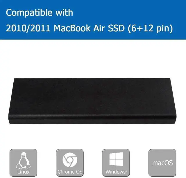 Alt view image 2 of 6 - Vszerda PCIe SSD Enclosure for 2010 2011 MacBook Air, USB 3.0 External Reader for A1369 A1370 SSD Adapter with Case, Support Model MC503 MC504 MC965 MC966 MC505 MC506 MC968 MC969
