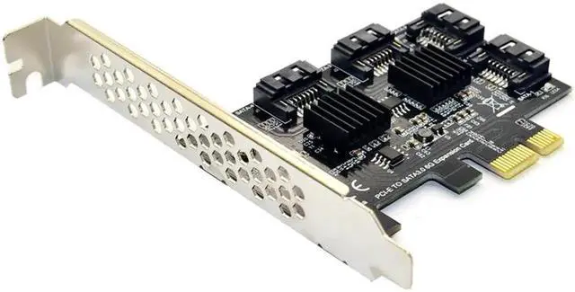 Alt view image 4 of 6 - Vszerda 4 port SATA 3.0 to PCIe expansion Card PCI express PCI e SATA Adapter PCI-e SATA 3 Converter with Heat Sink for PC IPFS SSD HDD