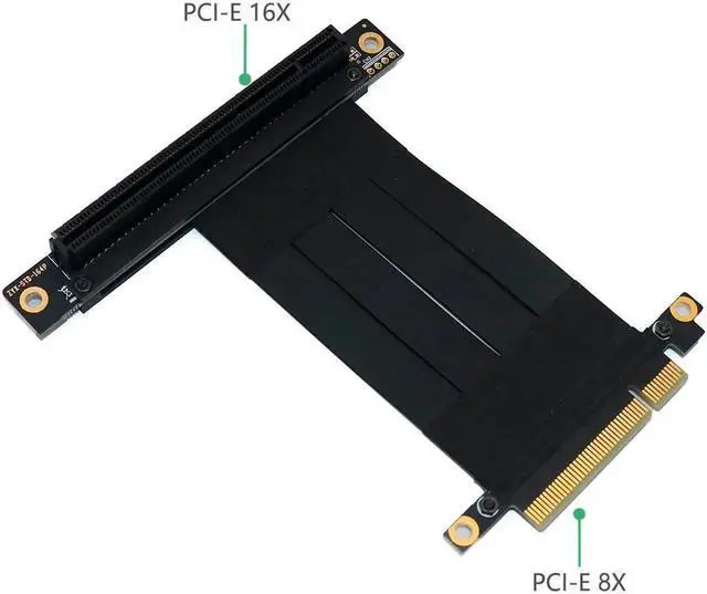 Alt view image 3 of 6 - Vszerda PCI Express PCIe 3.0 x8 to x16 Riser Card Extension Cable 8Gbps High Speed PCI Express 16x Ribbon Extender 90 Degree Right Angle