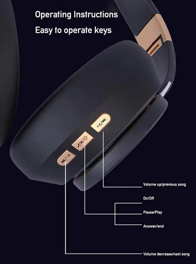 Alt view image 5 of 7 - Vszerda Gemdeck Headset Bluetooth Stereo Headset Card, Wired Stereo Foldable Sports Music Bluetooth Headset