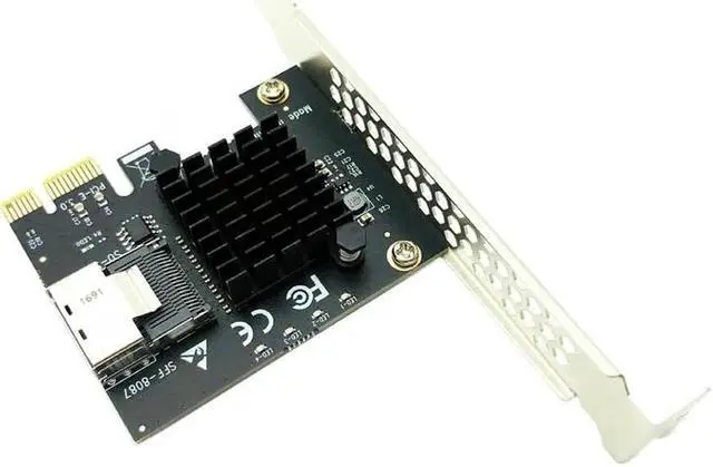Alt view image 4 of 6 - Vszerda Chi a Mining PCIe to Mini SAS 8087 4 Port SATA 3 6G SSD Adapter PCI-e PCI Express X1 Controller Expansion Card Riser Add On Card