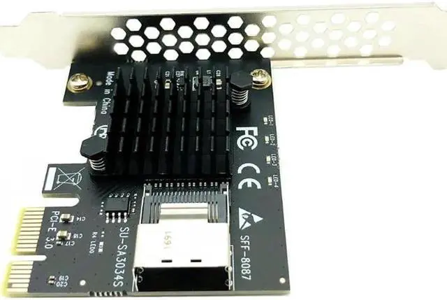 Alt view image 6 of 6 - Vszerda Chi a Mining PCIe to Mini SAS 8087 4 Port SATA 3 6G SSD Adapter PCI-e PCI Express X1 Controller Expansion Card Riser Add On Card