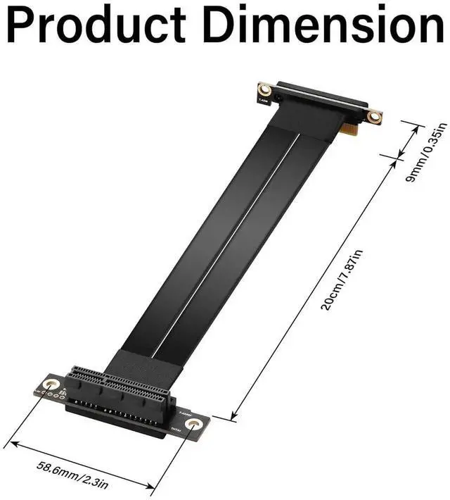 Alt view image 4 of 7 - Vszerda PCIe 3.0 X4 Extension Cable 90 Degree PCI-E 4X Male to Female Riser Cable 20CM (90 Degree)