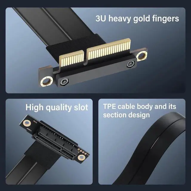 Alt view image 6 of 7 - Vszerda PCIe 3.0 X4 Extension Cable 90 Degree PCI-E 4X Male to Female Riser Cable 20CM (90 Degree)