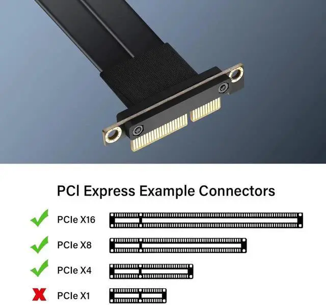 Alt view image 7 of 7 - Vszerda PCIe 3.0 X4 Extension Cable 90 Degree PCI-E 4X Male to Female Riser Cable 20CM (90 Degree)