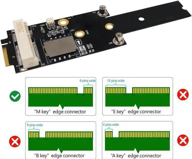 Alt view image 2 of 3 - Vszerda M.2 Wifi Adapter for Wifi Module Mini PCIE Wireless Network Card to M2 NGFF Key M Adapter Support 2242/2260/2280/22110 Type Slot