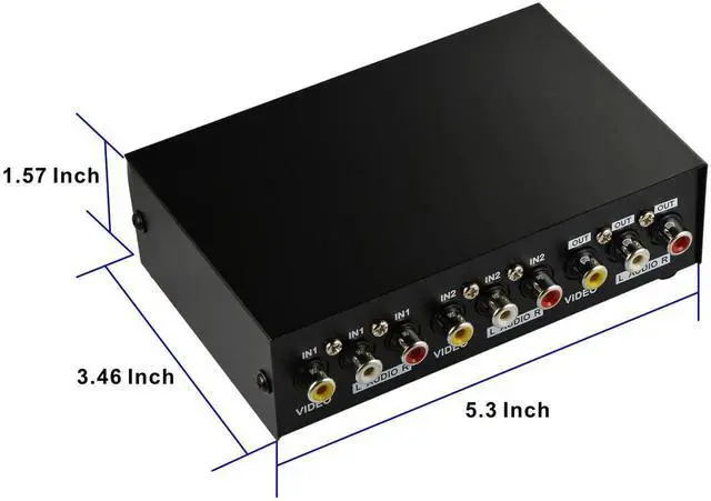 Alt view image 3 of 4 - Vszerda 2 Way AV Switch RCA Switcher 2 in 1 Out Composite Video L/R Audio Selector Box for DVD STB Game Consoles-Black