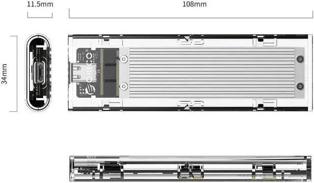 Alt view image 3 of 6 - Vszerda USB 3.1 Gen 2 Type C Tool-Free M.2 SSD Enclosure 2280 2260 2242 2230 SSD Housing NGFF Case to USB3.1 gen 2 Type C Cable for Intel 660p/Samsung 970 EVO/Samsung970 Pro NVME SSD (Silver)