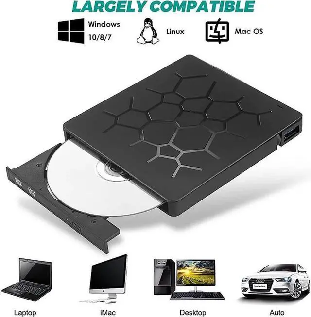 Alt view image 6 of 7 - Vszerda External DVD Drive with 4 USB Ports and 2 SD Card Slots,7 -in-1 USB 3.0 Portable CD/DVD+/-RW Drive/ DVD Player for Laptop CD ROM Burner Compatible with Laptop Desktop PC Windows Linux OS