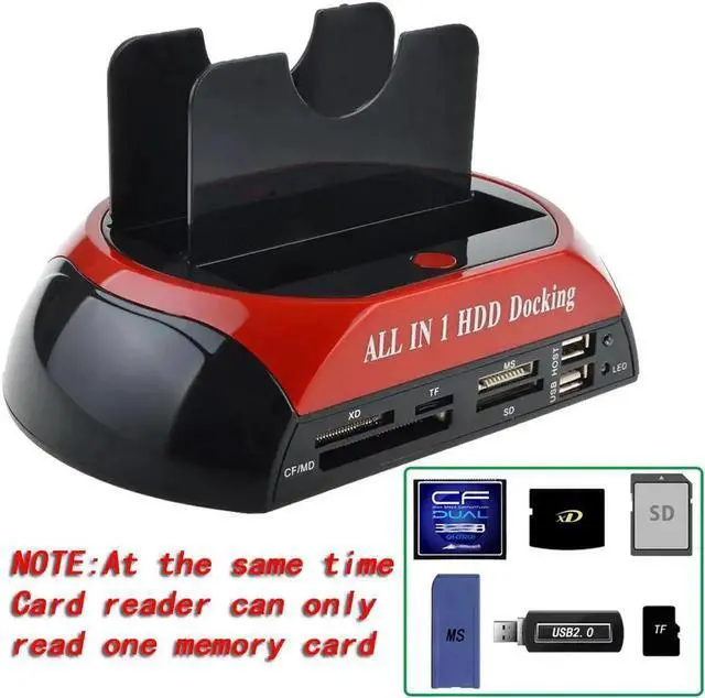 Alt view image 5 of 7 - Vszerda Dual Slots USB 2.0 to SATA IDE HDD Docking Station with Card Reader for 2.5 3.5 Inch IDE SATA Hard Drive