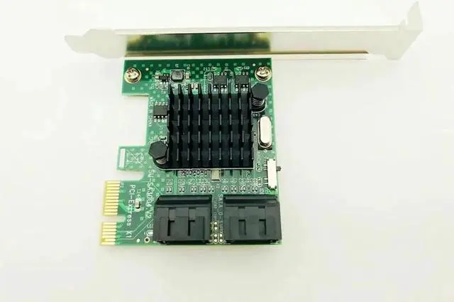 Alt view image 3 of 5 - Vszerda HDD SSD Adapter PCI E PCI Express 1x to 4 Port Sata 3.0 III 6Gbps Converter Card Adapter Expansion Board Heatsink Low Bracket