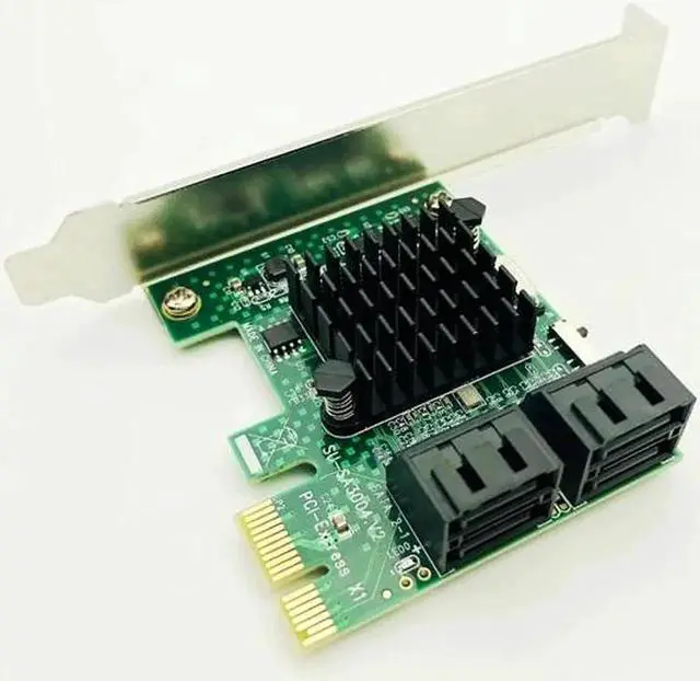Alt view image 4 of 5 - Vszerda HDD SSD Adapter PCI E PCI Express 1x to 4 Port Sata 3.0 III 6Gbps Converter Card Adapter Expansion Board Heatsink Low Bracket