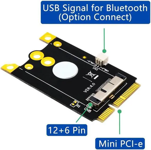 Alt view image 5 of 5 - Vszerda Upgrade Version Mini PCIe (MPCIe) Converter Adapter Board 12+6 Pins WiFi Card to Mini PCI-E for Broadcom BCM94360CD