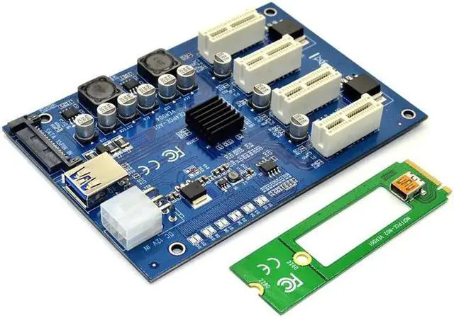 Alt view image 5 of 6 - Vszerda M.2 NGFF PCI-E PCI Express Extender Riser Card Adapter 4 PCI-E slot adapter PCIe Port Multiplier PCIE Express Card For Mining