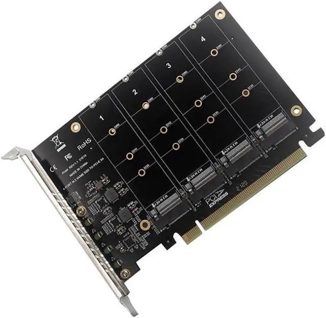 Main image of Vszerda PCIE 4-Port M.2 NVEM SSD Expansion Card Computer Motherboard Solid State Drive Expansion Card