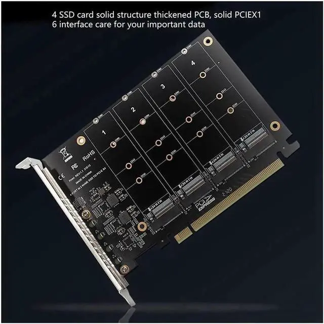Alt view image 3 of 4 - Vszerda PCIE 4-Port M.2 NVEM SSD Expansion Card Computer Motherboard Solid State Drive Expansion Card