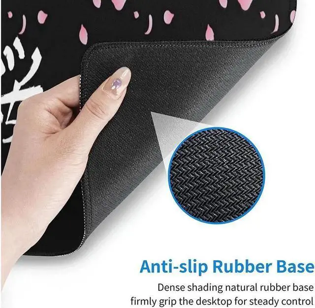 Alt view image 3 of 6 - Vszerda Sakura Extended Mouse Pad 31.5x11.8 Inch XL Japanese Word Cherry Blossom Flower Non-Slip Rubber Base Large Gaming Mousepad Stitched Edges Waterproof Keyboard Mouse Mat Desk Pad for Office Home