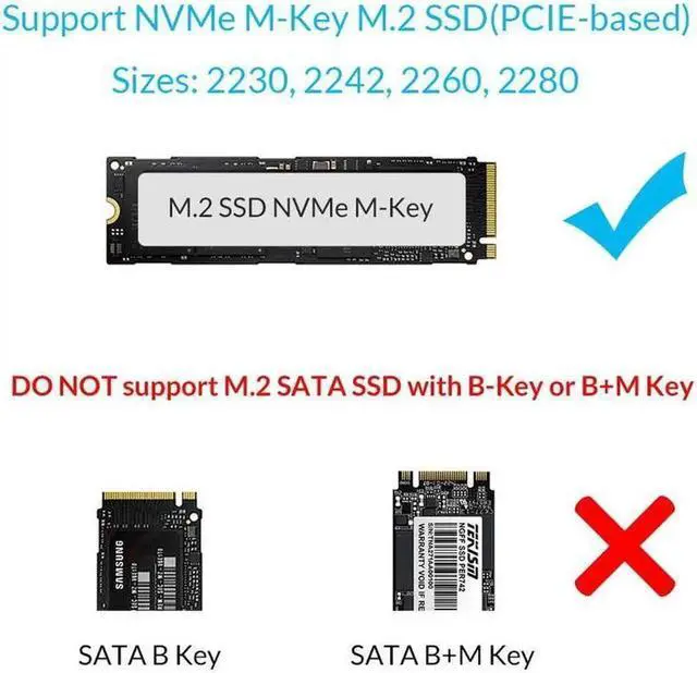 Alt view image 5 of 7 - Vszerda USB 3.1 Gen 2 Type C Tool-Free M.2 SSD Enclosure 2280 2260 2242 2230 SSD Housing NGFF Case to USB3.1 gen 2 Type C Cable for Intel 660p/Samsung 970 EVO/Samsung970 Pro NVME SSD (Blue)