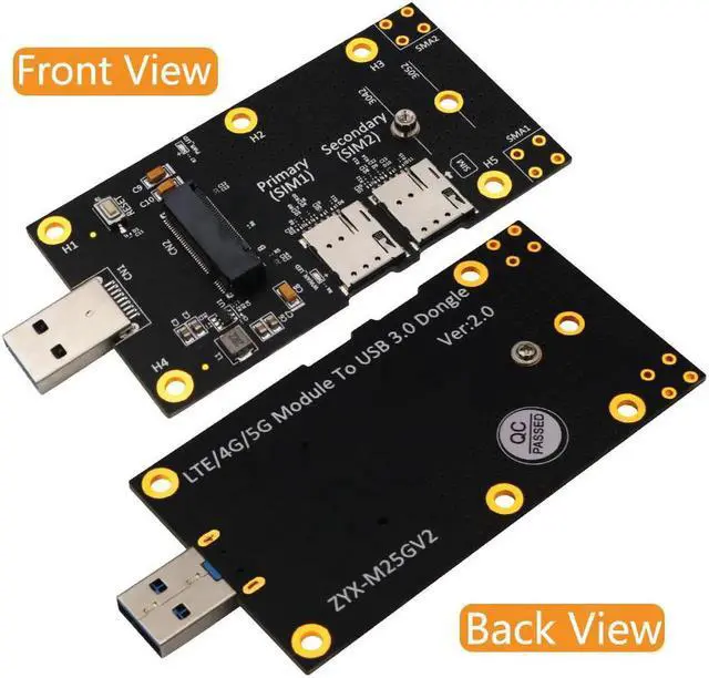 Alt view image 2 of 3 - Vszerda NGFF M.2 to USB 3.0 Adapter Expansion Card with Dual NANO SIM Card Slot for 3G/4G/5G Module Support M2 key B 3042/3052 Wifi Card