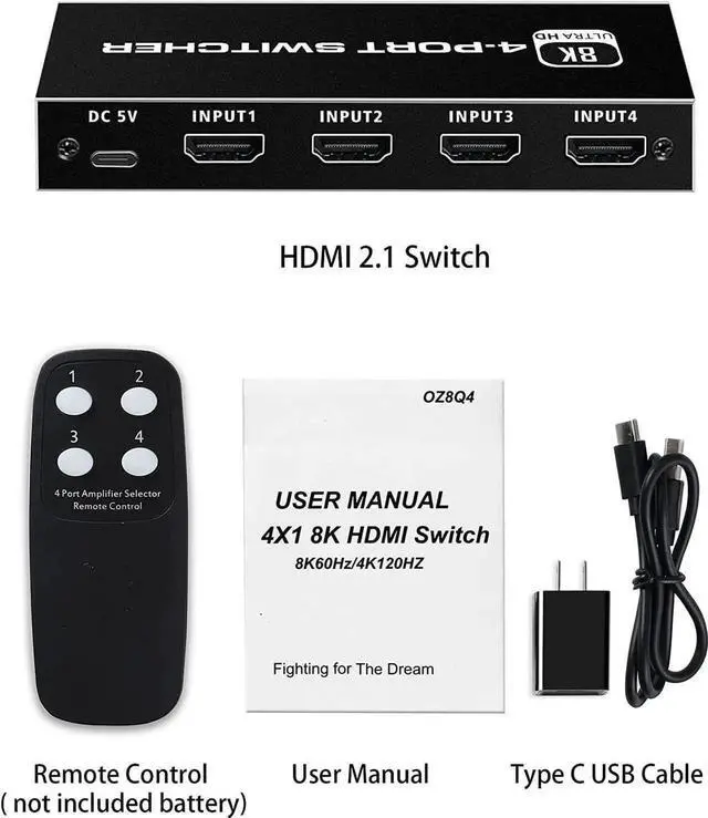 Alt view image 6 of 7 - Vszerda HDMI Switch 4k 120Hz, 8k HDMI Auto Switch with IR Remote Control, HDMI Switch 4 in 1 Out, HDMI 2.1 Switch Supports 8k 60Hz, HDR 10, Dolby Atmos, Compatible for QLED Tv Ps5, Xbox X, Fire Stick
