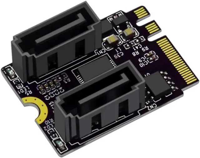 Main image of Vszerda Riser Card M.2 (A+E Key) to 2-Port SATA3.0 Expansion Card Key A+E Wifi M.2 to SATA Adapter Card Drive JMB582