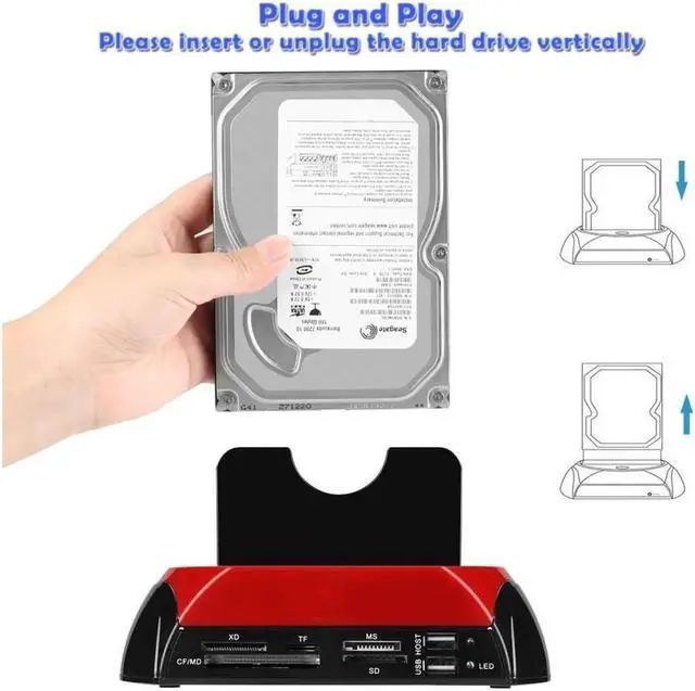 Alt view image 6 of 7 - Hard Drive Docking Station For SATA & IDE, USB to 2.5" 3.5" SATA IDE Dual bay External Enclosure, All in 1 Card Reader XD/TF/MS/CF/ SD card, USB Hub function. for 2.5" 3.5 IDE SATA I/II/III HDD