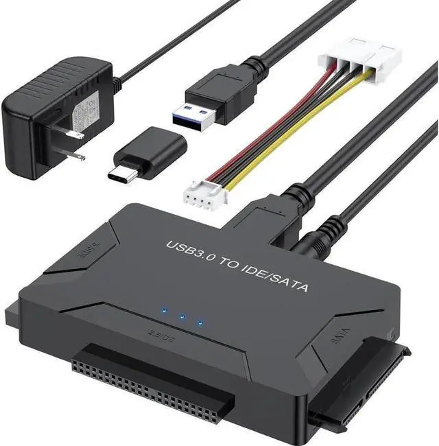 Main image of Vszerda Hard Drive Reader IDE SATA to USB 3.0 Adapter, USB + Type C External Hard Drive Data Ultra Recovery Converter Kit with Power for 2.5 3.5 HDD ssd Disk 5.25 Inch DVD/CD-ROM Optical Drive