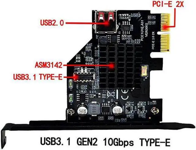 Main image of Vszerda USB 3.1 USB 2.0 Pcie Pci Express Card Adapter Pci-e Expansion Card Front Panel Socket for Motherboard