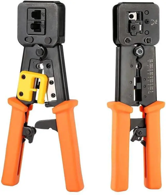 Alt view image 3 of 6 - Vszerda EZ RJ45 Crimp Tool Pass Through Cat5 Cat5e Cat6 Crimping Tool for RJ45/RJ12, CAT5, CAT5e, CAT6 Regular and End-Pass-Through connectors