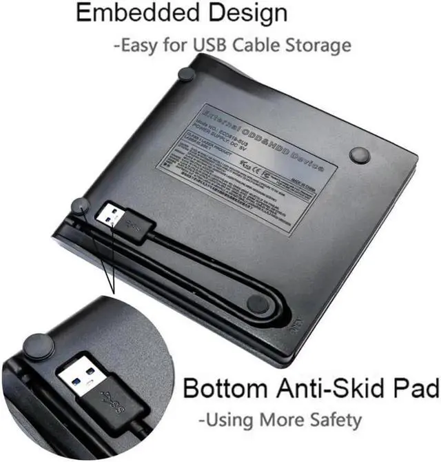 Alt view image 3 of 7 - Vszerda External Optical CD Drive, USB 3.0 Portable CD/DVD +/-RW Slim DVD/CD ROM Rewriter Burner Reader Player For Laptop Desktop PC dvd burner dvd portatil Windows Linux OS Apple Mac