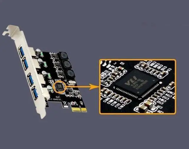 Alt view image 4 of 5 - Vszerda 4 Port Usb 3.0 Pci Express Expansion Card Pcie Pci-E Usb 3.0 Host Controller 4 X