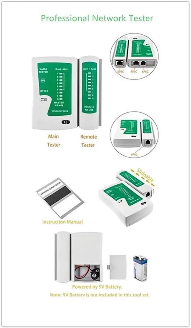 Alt view image 5 of 7 - Vszerda Cable Repair Maintenance Tool Kit Set 11 in 1 Portable Phone Cable Crimper 8P8C 4P4C 6P6C Connectors RJ45 RJ11 Cat5 Cat6 Cable Tester