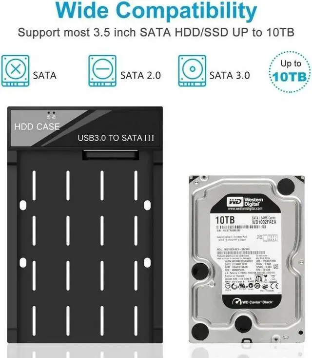 Alt view image 5 of 7 - Vszerda 2.5"/3.5'' Hard Drive External Enclosure SATA to USB 3.0 HDD Docking Station