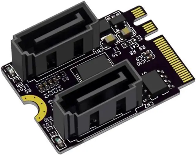 Main image of Vszerda Riser Card M.2 (A+E Key) to 2-Port SATA3.0 Expansion Card Key A+E Wifi M.2 to SATA Adapter Card Drive JMB582