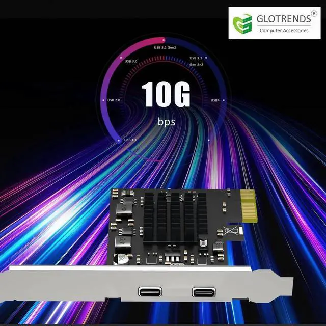 Alt view image 4 of 7 - Vszerda U3142CX1 2-Port 10Gb USB 3.1 Gen2 Type-C to PCIE X1 Expansion Card with ASM 3142 Chip, Regular and Low-profible Bracket