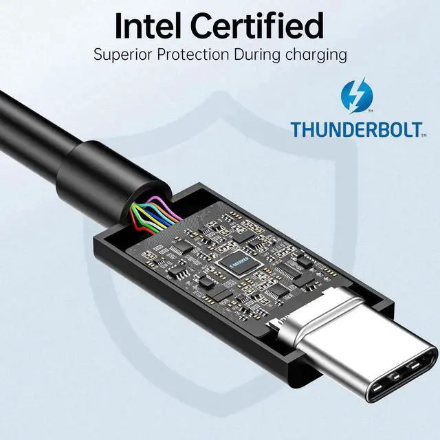 Alt view image 5 of 7 - Vszerda Thunderbolt 4 Cable 1.6 FT - Intel Certified, Supports 8K Display/ 40Gbps Transfer/ 100W Charging USB C Cable, Thunderbolt Cable for iPhone 15/16 Series, MacBook Air, iPad, Docking