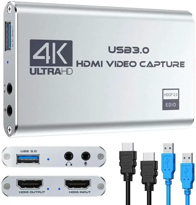 Main image of Vszerda Video Capture Card 4K 1080P 60FPS, USB 3.0 HDMI Video Capture Device, HD Game Capture Card for Streaming, Work with PS4/PS5/Xbox/PC/Mac Windows 10/11