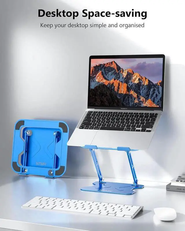 Alt view image 3 of 6 - Vszerda Adjustable Laptop Stand for Desk Foldable Laptop Stand Ergonomic Laptop Riser for MacBook Air Pro XPS HP(10-16)-Glacier Blue