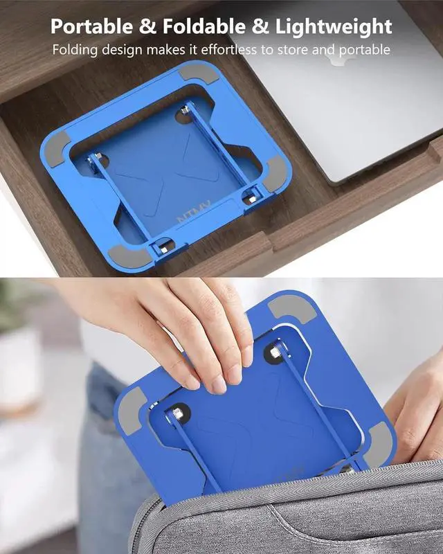 Alt view image 2 of 6 - Vszerda Adjustable Laptop Stand for Desk Foldable Laptop Stand Ergonomic Laptop Riser for MacBook Air Pro XPS HP(10-16)-Glacier Blue