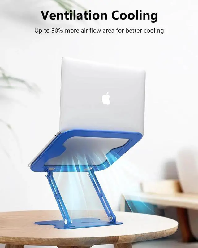 Alt view image 4 of 6 - Vszerda Adjustable Laptop Stand for Desk Foldable Laptop Stand Ergonomic Laptop Riser for MacBook Air Pro XPS HP(10-16)-Glacier Blue
