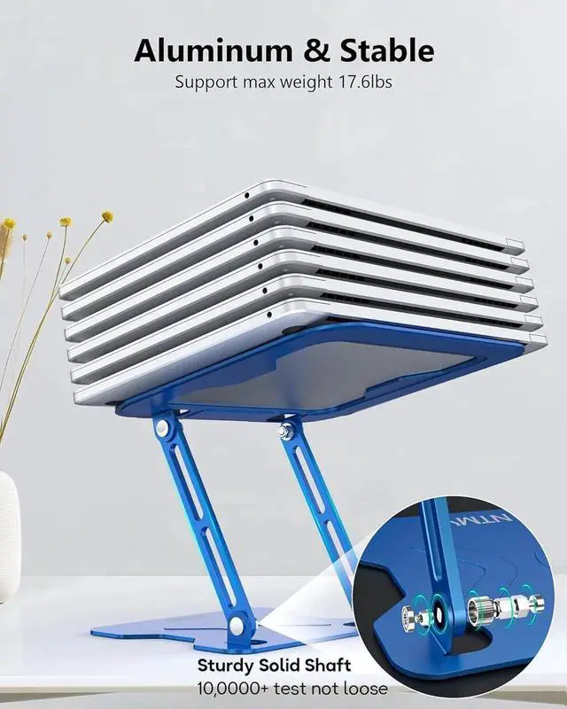 Alt view image 6 of 6 - Vszerda Adjustable Laptop Stand for Desk Foldable Laptop Stand Ergonomic Laptop Riser for MacBook Air Pro XPS HP(10-16)-Glacier Blue