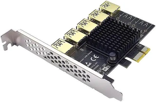 Alt view image 4 of 6 - Vszerda PCIE 1 to 5 Riser Adapter PCIE X1 to USB 3.0 Multiplier PCI Express Riser Card For Graphic Card Bitcoin Miner Mining Add On Card
